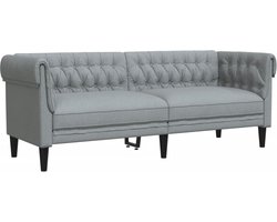 vidaXL - Driezitsbank - Chesterfield-stijl - stof - lichtgrijs