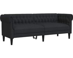vidaXL - Driezitsbank - Chesterfield-stijl - stof - zwart