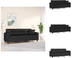 vidaXL Driezitsbank - Driezitsbanken - 3-zitsbank - Bank - Driezitsbank met kussens 180 cm microvezelstof zwart