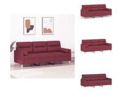 vidaXL Driezitsbank - Driezitsbanken - 3-zitsbank - Bank - Driezitsbank met sierkussens 180 cm stof wijnrood
