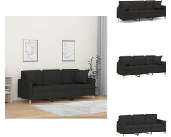 vidaXL Driezitsbank - Driezitsbanken - Bank - Sofa - Driezitsbank met sierkussens 180 cm stof zwart