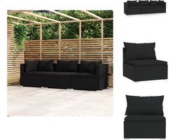 vidaXL Driezitsbank - Driezitsbanken - Tuinbank - Sofa - Driezitsbank met kussens poly rattan zwart