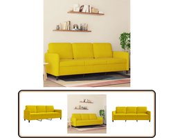 vidaXL Driezitsbank - Fluweel Geel - 180 cm Luxe Bank - Fluwelen Bank - 3 Persoons Bank - Banks Kopen - Salon Meubilair