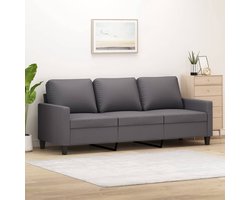 vidaXL Driezitsbank - Kunstleer - 180 cm - Grijs 3 Zits Bank - Kunstleder Sofa - Grijze Bank - Salon Meubilair - Lounge Bank