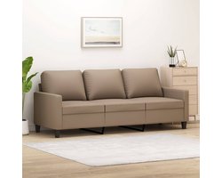 vidaXL Driezitsbank - Kunstleer - Cappuccino - 180 cm 3 Zits Bank - Bruine Bank - Lederlook Bank - Banks Kopen - Salon Meubilair