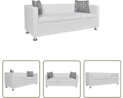 vidaXL Driezitsbank Kunstleer Wit Drietgezitsbank - Bankstel - Lederlook - Lounge Meubilair - Livingroom Furniture