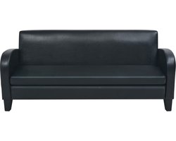 vidaXL Driezitsbank Kunstleer Zwart Drie Gezitsbank - Kunstleder Bank - Zwarte Bank - Salontafel - Living Room Furniture