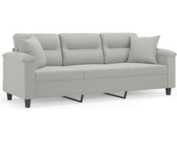 vidaXL - Driezitsbank - met - kussens - 180 - cm - microvezelstof - lichtgrijs