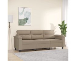vidaXL - Driezitsbank - met - kussens - 180 - cm - microvezelstof - taupe