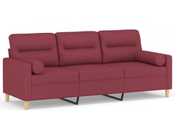 vidaXL - Driezitsbank - met - sierkussens - 180 - cm - stof - wijnrood