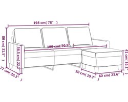 vidaXL Driezitsbank met voetenbank - 180 cm - Bruin 3 Zits Bank - Hoekbank - Salontafel - Lounge Meubilair - Bruine Bank