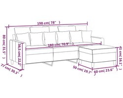 vidaXL - Driezitsbank - met - voetenbank - 180 - cm - fluweel - blauw