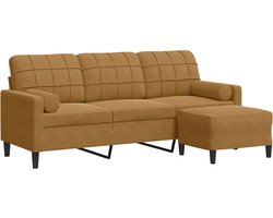 vidaXL - Driezitsbank - met - voetenbank - 180 - cm - fluweel - bruin