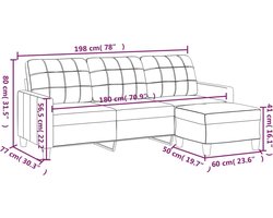vidaXL - Driezitsbank - met - voetenbank - 180 - cm - kunstleer - grijs