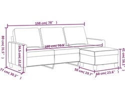 vidaXL - Driezitsbank - met - voetenbank - 180 - cm - kunstleer - grijs