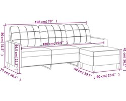 vidaXL - Driezitsbank - met - voetenbank - 180 - cm - kunstleer - wijnrood