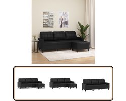 vidaXL - Driezitsbank - met - voetenbank - 180 - cm - kunstleer - zwart