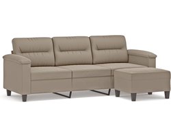 vidaXL - Driezitsbank - met - voetenbank - 180 - cm - microvezelstof - taupe