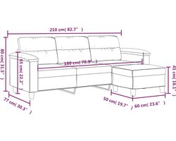 vidaXL - Driezitsbank - met - voetenbank - 180 - cm - microvezelstof - zwart