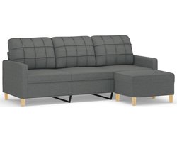vidaXL - Driezitsbank - met - voetenbank - 180 - cm - stof - donkergrijs
