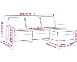 vidaXL - Driezitsbank - met - voetenbank - 180 - cm - stof - donkergrijs