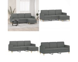 vidaXL - Driezitsbank - met - voetenbank - 180 - cm - stof - donkergrijs