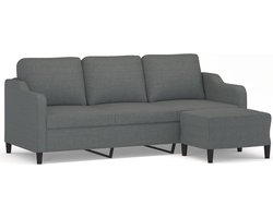 vidaXL - Driezitsbank - met - voetenbank - 180 - cm - stof - donkergrijs