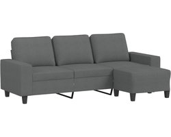 vidaXL - Driezitsbank - met - voetenbank - 180 - cm - stof - donkergrijs