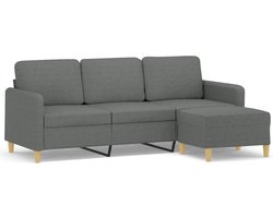 vidaXL - Driezitsbank - met - voetenbank - 180 - cm - stof - donkergrijs