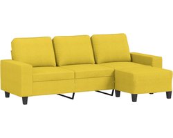 vidaXL - Driezitsbank - met - voetenbank - 180 - cm - stof - lichtgeel