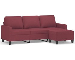 vidaXL - Driezitsbank - met - voetenbank - 180 - cm - stof - wijnrood