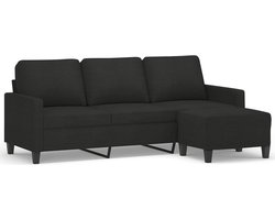 vidaXL - Driezitsbank - met - voetenbank - 180 - cm - stof - zwart