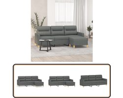 vidaXL Driezitsbank met voetenbank - Donkergrijs - 180 cm Drie Zitsbank - Hoekbank - Salontafel - Woonkamer Meubels - Grijs Sofa