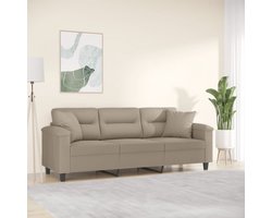 vidaXL Driezitsbank - Microvezelstof - Taupe - Inclusief Kussens Drie Zits Bank - Microfiber Bank - Lounge Bank - Bankstellen - Woonkamer Meubilair
