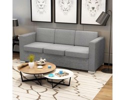 vidaXL - Driezitsbank - stof - lichtgrijs