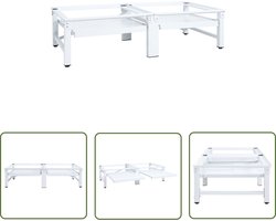 vidaXL Droger Verhoger - Wasmachine Verhoger - Wasmachine- en drogerverhoger met uittrekbare schappen wit - Wasdroogcombinatie Verhoger - Keukenapparatuur Verhoger - Ergonomische Wasplaatsing