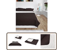 vidaXL dubbele bedsprei 220x240 cm crème & bruin Comfortabele Beddengoed - Fleece Bedsprei - Katoenen Bedsprei - Winterbedding - Zomerbedding