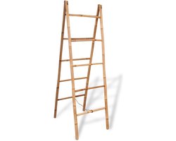 vidaXL - Dubbele - handdoekenladder - met - 5 - tredes - 50x160 - cm - bamboe