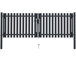 vidaXL - Dubbele - poort - met - deur - staal - 300x100 - cm - antraciet