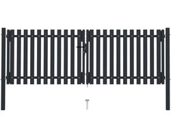 vidaXL - Dubbele - poort - met - deur - staal - 300x75 - cm - antraciet