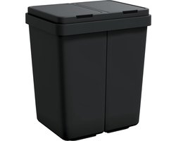 vidaXL - Dubbele - vuilnisbak - 2x25 - L - antracietkleurig