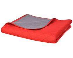 vidaXL - Dubbelzijdige - quilt - bedsprei - rood - en - grijs - 230x260 - cm