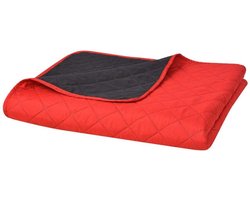 vidaXL - Dubbelzijdige - quilt - bedsprei - rood - en - zwart - 220x240 - cm