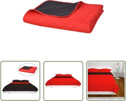 vidaXL Dubbelzijdige quilt bedsprei rood en zwart 220x240 cm - Gequilt Bedsprei - Katoenen Bedsprei - Dubbele Zijde Bedsprei - Winterbedsprei - Warme Bedsprei