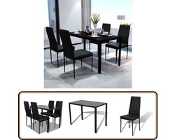 vidaXL Eethoek 5-delig - Zwart - Modern Design Eetkamerset - Zwarte Eetkamerset - Eettafel Set - Eetkamertafel - Dining Set