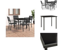 vidaXL Eethoek Voor Buiten - Eethoeken Voor Buiten - Tuintafel En Stoel - Tuintafels En Stoelen - 5-delige Tuinset staal