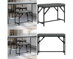 vidaXL Eetkamerbank 62x32x45 cm staal en stof donkergrijs - Eetkamerbank - Eetkamerbanken - Eetkamerbankje - Eettafelbank
