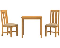 vidaXL - Eetkamerset - 3 - st - Beige - Massief - Eikenhout