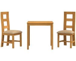 vidaXL - Eetkamerset - 3 - st - Beige - Massief - Eikenhout