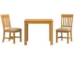 vidaXL - Eetkamerset - 3 - st - Beige - Massief - Eikenhout